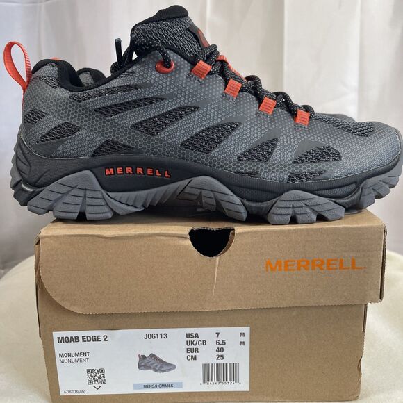 NIB MERRELL J06113 GRAY MOAB EDGE 2 MONUMENT HIKING SHOE SNEAKERS Men 7 Women 9 - Picture 7 of 11